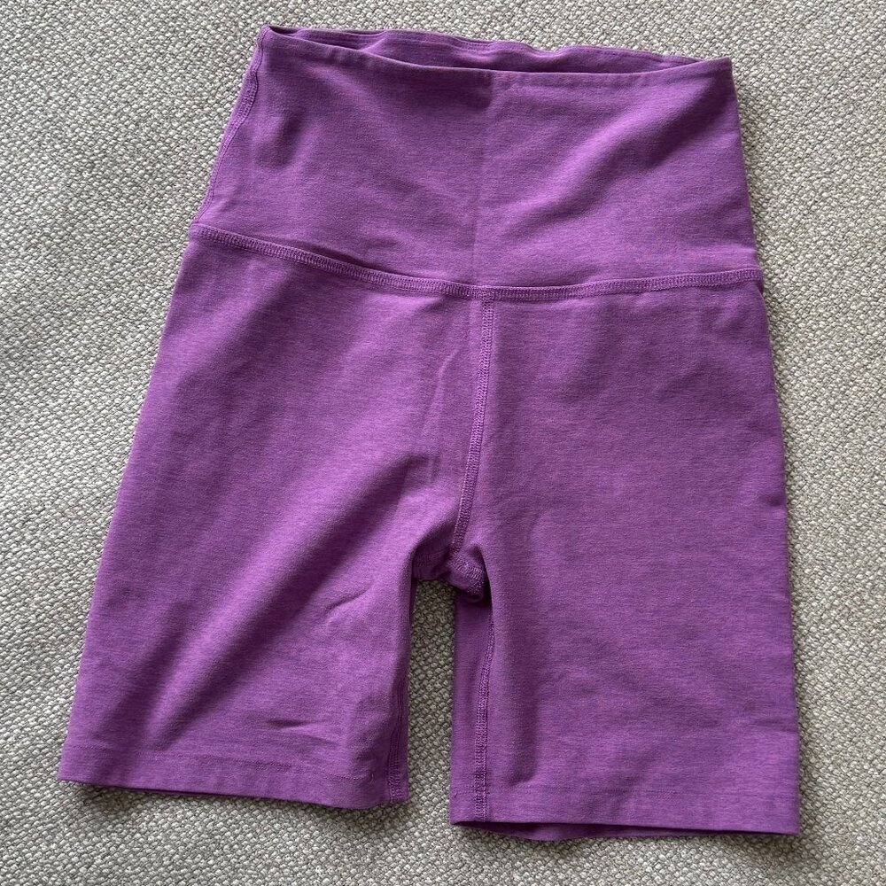 Beyond Yoga Spacedye High Waisted Biker Short in Bright Iris Heather - Size S